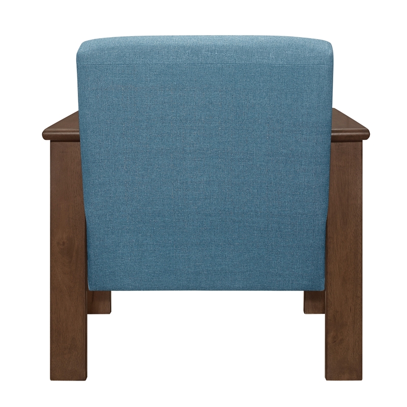 Bella 32 Inch Accent Chair Armchair- Storage Arms- Blue- Solid Rubberwood