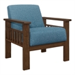 Bella 32 Inch Accent Chair Armchair- Storage Arms- Blue- Solid Rubberwood