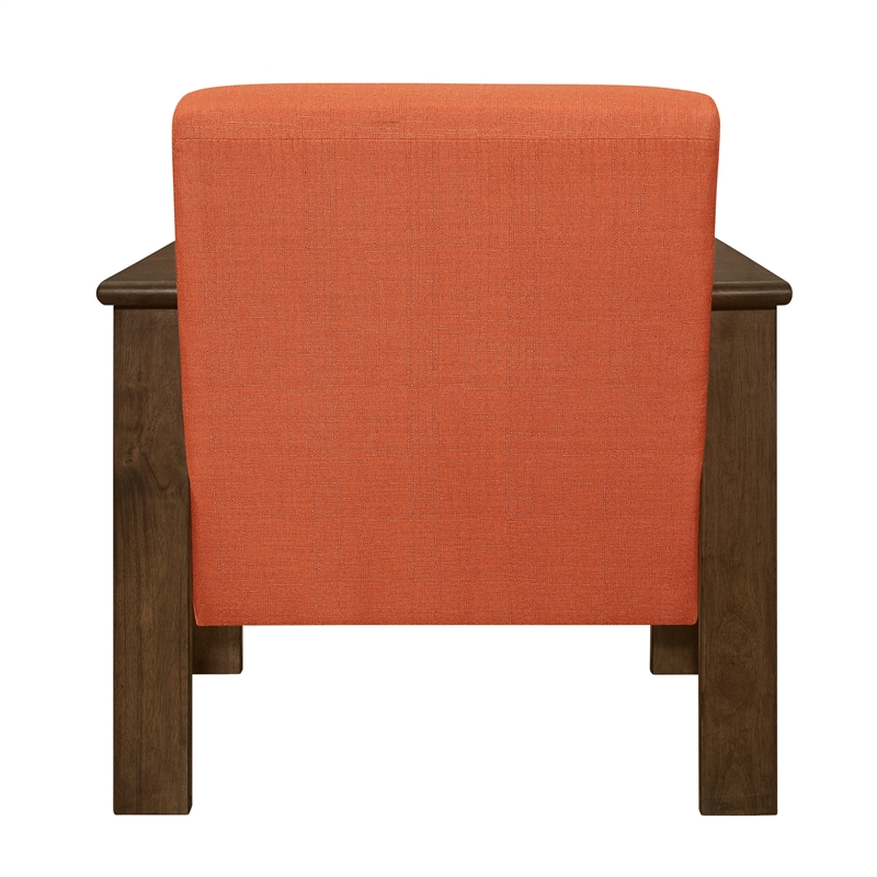 Bella 32 Inch Accent Chair Armchair- Storage Arms- Orange- Solid Rubberwood