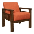Bella 32 Inch Accent Chair Armchair- Storage Arms- Orange- Solid Rubberwood