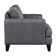 Lisa 38 Inch Accent Chair- Gray Top Grain and Split Leather- Solid Wood