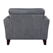 Lisa 38 Inch Accent Chair- Gray Top Grain and Split Leather- Solid Wood