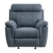 Clif 38 Inch Manual Glider Reclining Accent Chair- Blue Microfiber- Wood