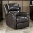 Karena 38 Inch Power Reclining Accent Chair- Brown Faux Leather- Solid Wood