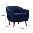 Tia 31 Inch Plush Accent Chair Armchair- Blue Polyester- Brown Solid Wood