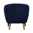 Tia 31 Inch Plush Accent Chair Armchair- Blue Polyester- Brown Solid Wood