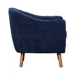 Tia 31 Inch Plush Accent Chair Armchair- Blue Polyester- Brown Solid Wood