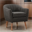 Tia 31 Inch Plush Accent Chair Armchair- Gray Polyester- Brown Solid Wood