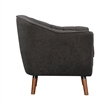 Tia 31 Inch Plush Accent Chair Armchair- Gray Polyester- Brown Solid Wood