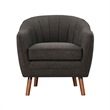 Tia 31 Inch Plush Accent Chair Armchair- Gray Polyester- Brown Solid Wood