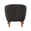 Tia 31 Inch Plush Accent Chair Armchair- Gray Polyester- Brown Solid Wood