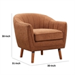 Tia 31 Inch Plush Accent Chair Armchair- Rust Polyester- Brown Solid Wood