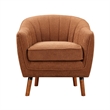 Tia 31 Inch Plush Accent Chair Armchair- Rust Polyester- Brown Solid Wood