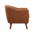 Tia 31 Inch Plush Accent Chair Armchair- Rust Polyester- Brown Solid Wood