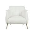 33 Inch Accent Chair Armchair- Soft White Boucle- Gold Metal- Solid Wood