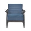 Tira 32 Inch Accent Chair- Channel Stitched- Blue Velvet- Gray Solid Wood