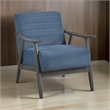 Tira 32 Inch Accent Chair- Channel Stitched- Blue Velvet- Gray Solid Wood