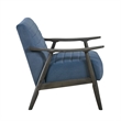 Tira 32 Inch Accent Chair- Channel Stitched- Blue Velvet- Gray Solid Wood