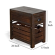 Flint Accent Chairside Table- 1 Drawer- Crate- 26 Inch Dark Brown Wood