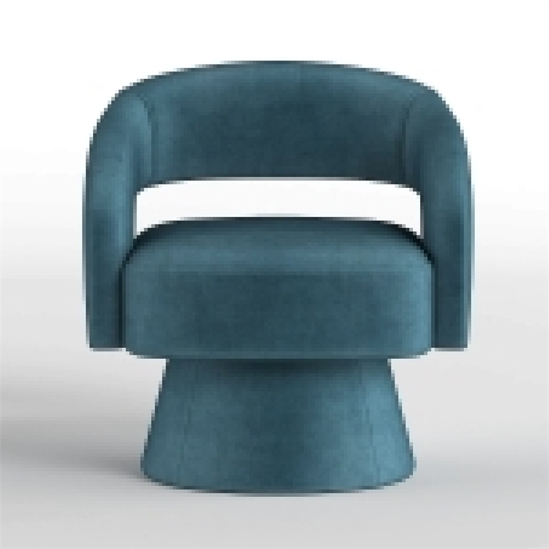 Lessa Swivel Accent Chair- Teal Blue- Round Base- Soft Foam Cushion
