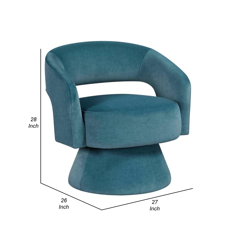 Lessa Swivel Accent Chair- Teal Blue- Round Base- Soft Foam Cushion