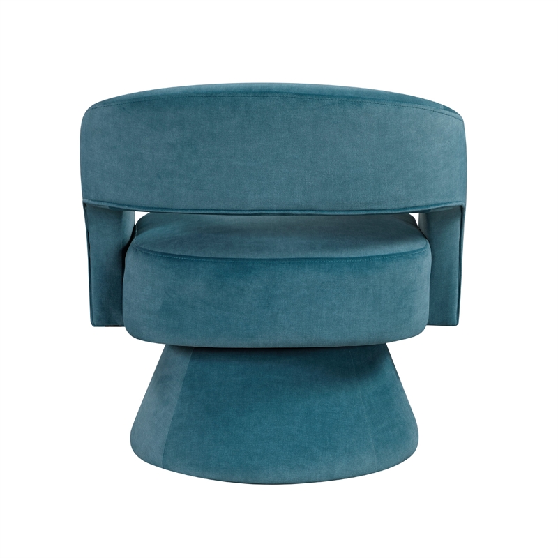 Lessa Swivel Accent Chair- Teal Blue- Round Base- Soft Foam Cushion
