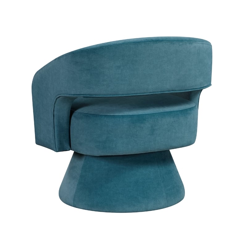 Lessa Swivel Accent Chair- Teal Blue- Round Base- Soft Foam Cushion