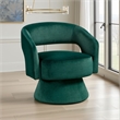 Lessa Swivel Accent Chair- Emrald Green- Round Base- Soft Foam Cushion