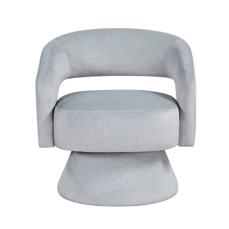 Lessa Swivel Accent Chair- Light Gray- Round Base- Soft Foam Cushion