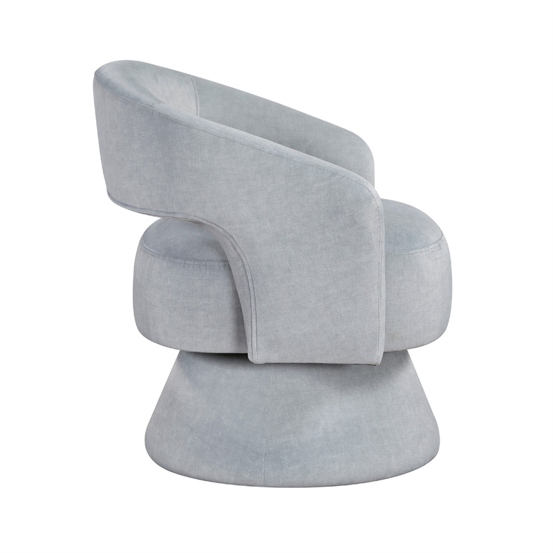 Lessa Swivel Accent Chair- Light Gray- Round Base- Soft Foam Cushion