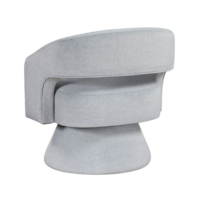 Lessa Swivel Accent Chair- Light Gray- Round Base- Soft Foam Cushion
