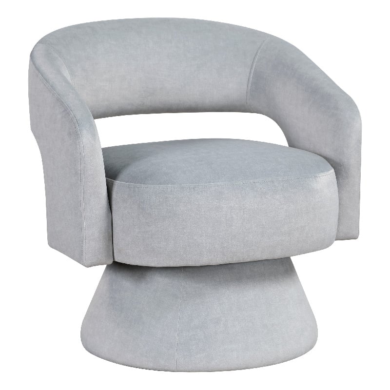 Lessa Swivel Accent Chair- Light Gray- Round Base- Soft Foam Cushion