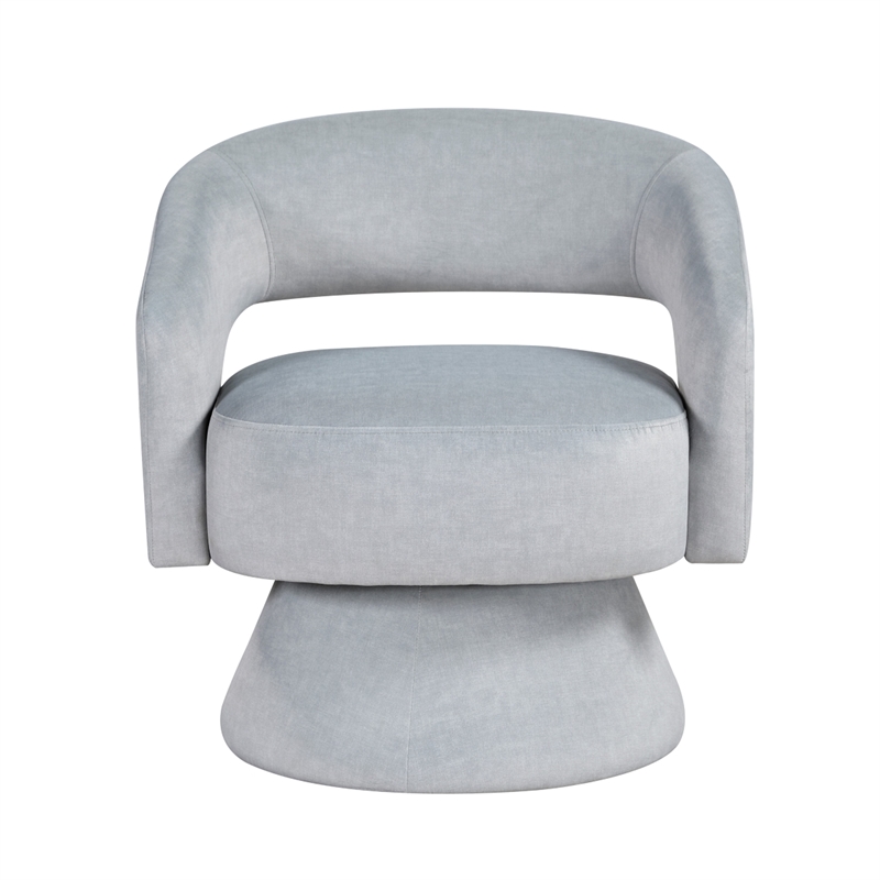Lessa Swivel Accent Chair- Light Gray- Round Base- Soft Foam Cushion