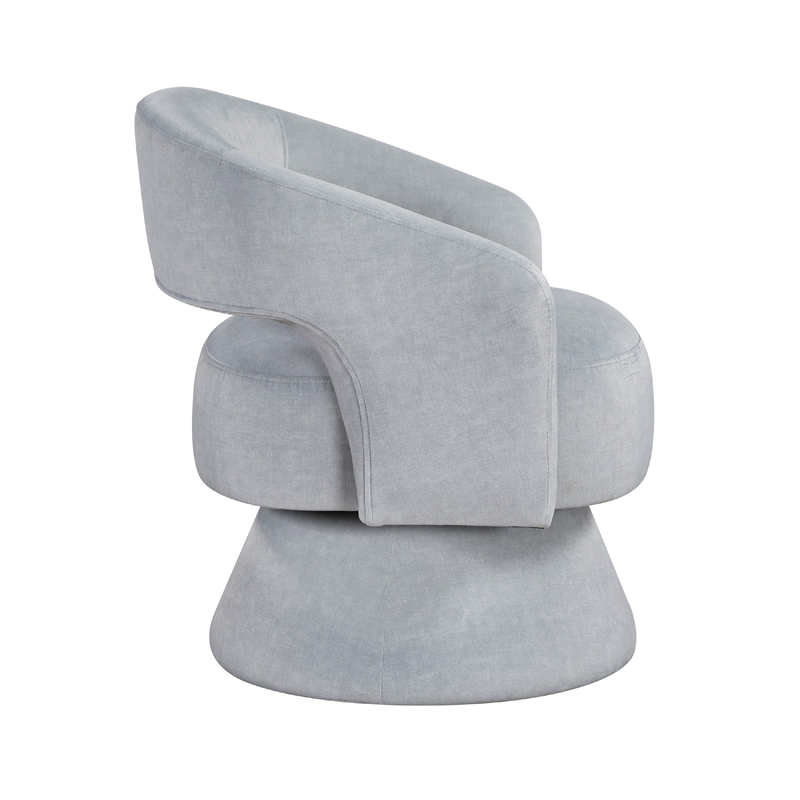 Lessa Swivel Accent Chair- Light Gray- Round Base- Soft Foam Cushion