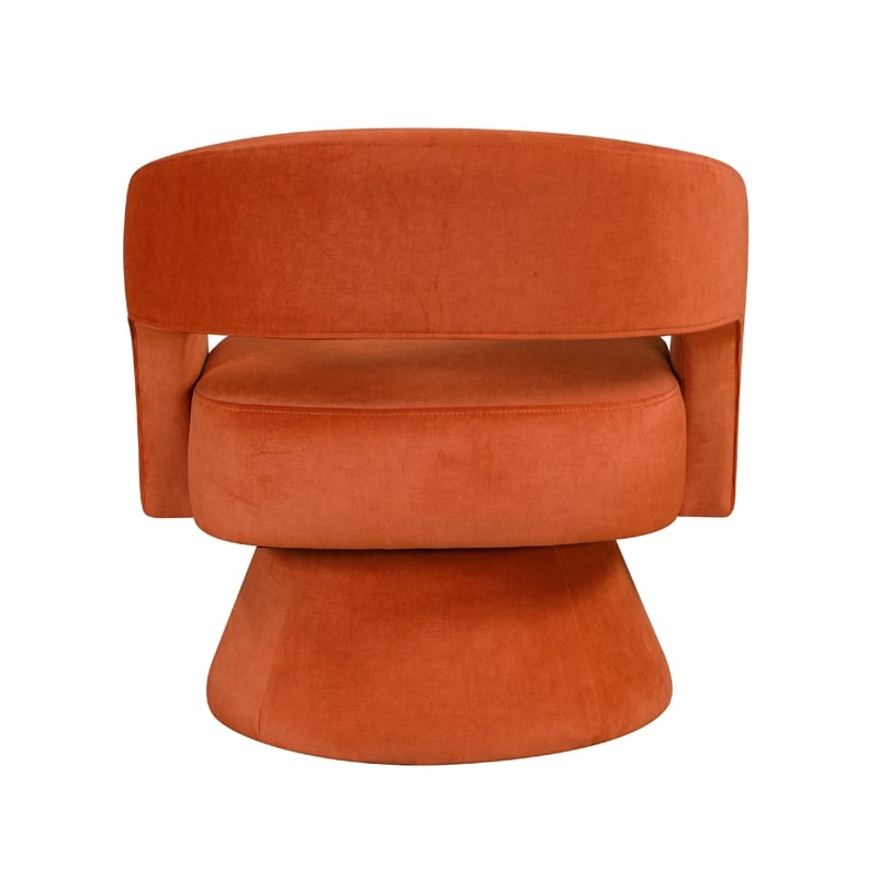 Lessa Swivel Accent Chair- Orange- Round Base- Soft Foam Cushion