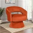 Lessa Swivel Accent Chair- Orange- Round Base- Soft Foam Cushion