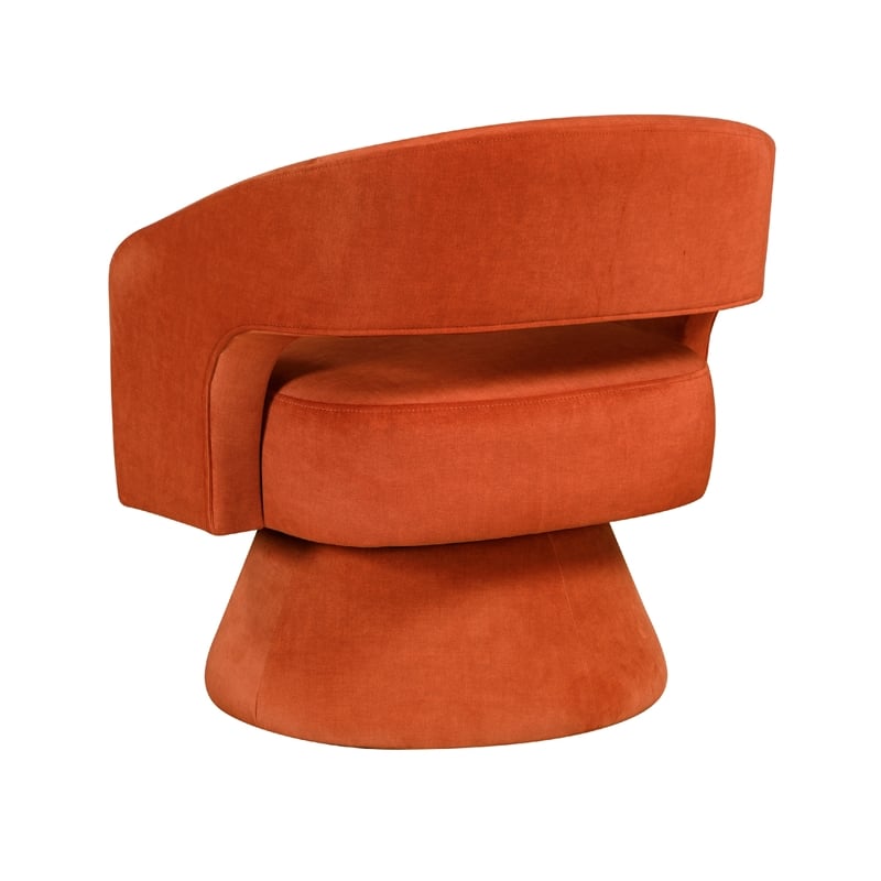 Lessa Swivel Accent Chair- Orange- Round Base- Soft Foam Cushion