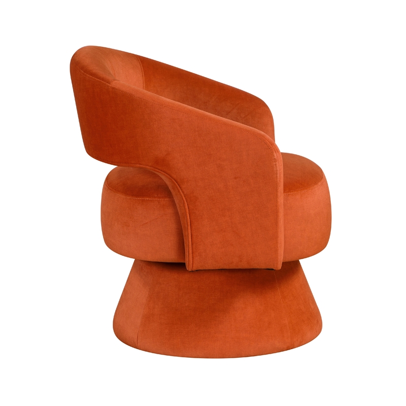 Lessa Swivel Accent Chair- Orange- Round Base- Soft Foam Cushion