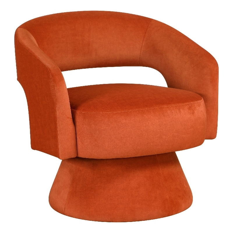 Lessa Swivel Accent Chair- Orange- Round Base- Soft Foam Cushion