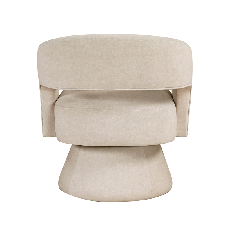 Lessa Swivel Accent Chair- Beige- Round Base- Soft Foam Cushion