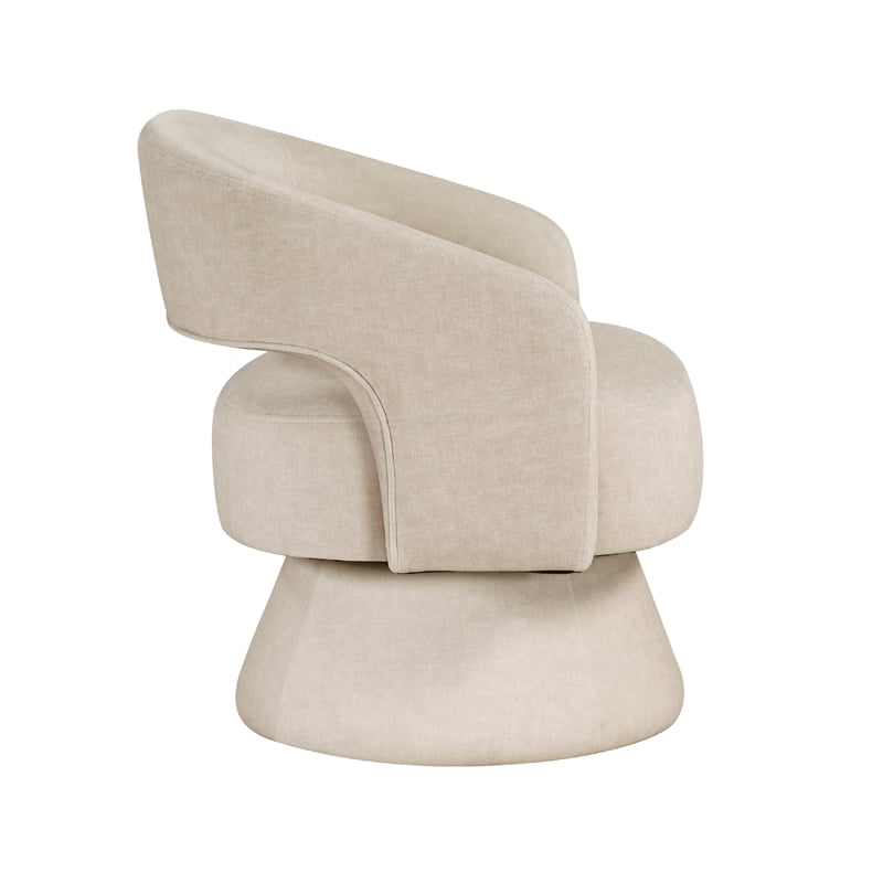 Lessa Swivel Accent Chair- Beige- Round Base- Soft Foam Cushion