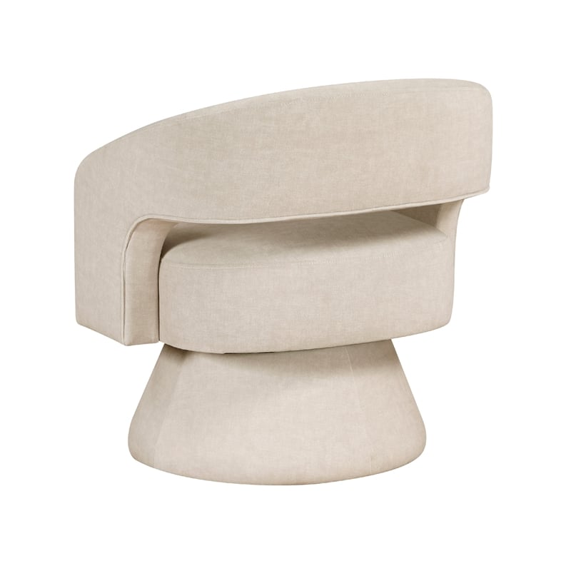 Lessa Swivel Accent Chair- Beige- Round Base- Soft Foam Cushion
