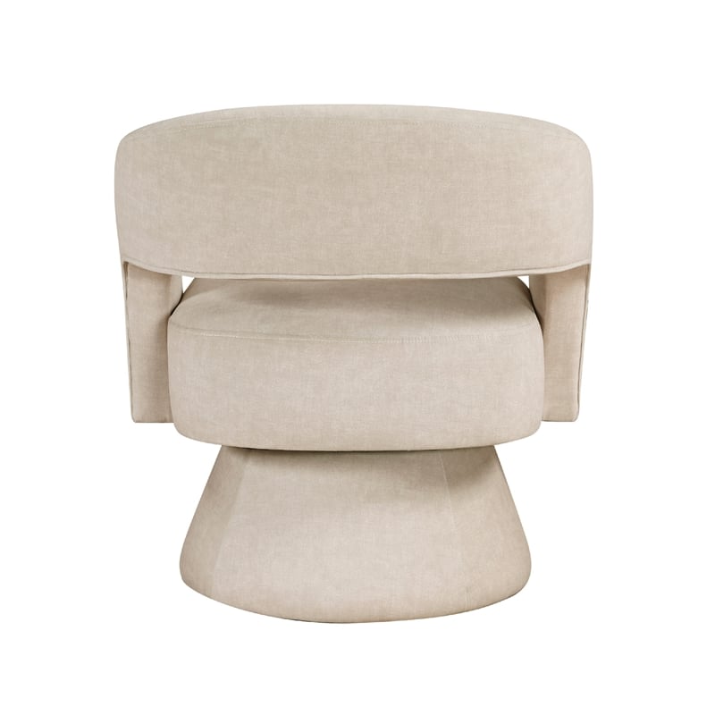Lessa Swivel Accent Chair- Beige- Round Base- Soft Foam Cushion