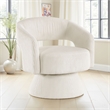 Rayne Swivel Accent Chair- Ivory Corduroy- Round Metal Swivel Base