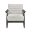 Tira 32 Inch Accent Chair- Channel Stitched- White Velvet- Gray Solid Wood