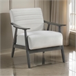 Tira 32 Inch Accent Chair- Channel Stitched- White Velvet- Gray Solid Wood