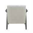 Tira 32 Inch Accent Chair- Channel Stitched- White Velvet- Gray Solid Wood