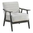 Tira 32 Inch Accent Chair- Channel Stitched- White Velvet- Gray Solid Wood