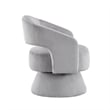 Rayne Swivel Accent Chair- Gray Corduroy- Round Metal Swivel Base