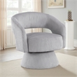 Rayne Swivel Accent Chair- Gray Corduroy- Round Metal Swivel Base